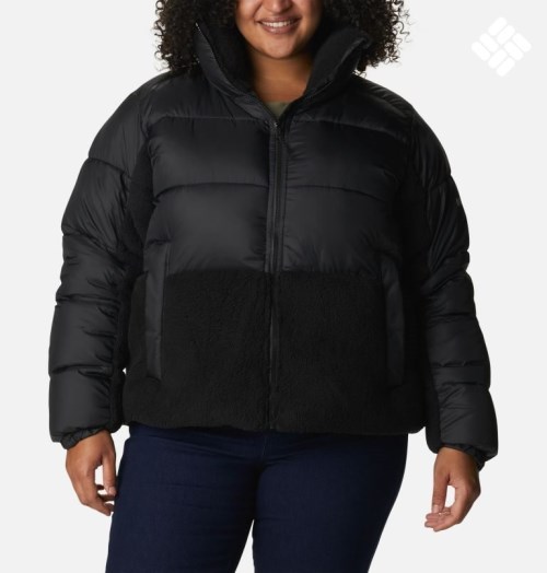 Women's Columbia Leadbetter Point Sherpa Hybrid Jackets Black | Plus Size CA-Y6301